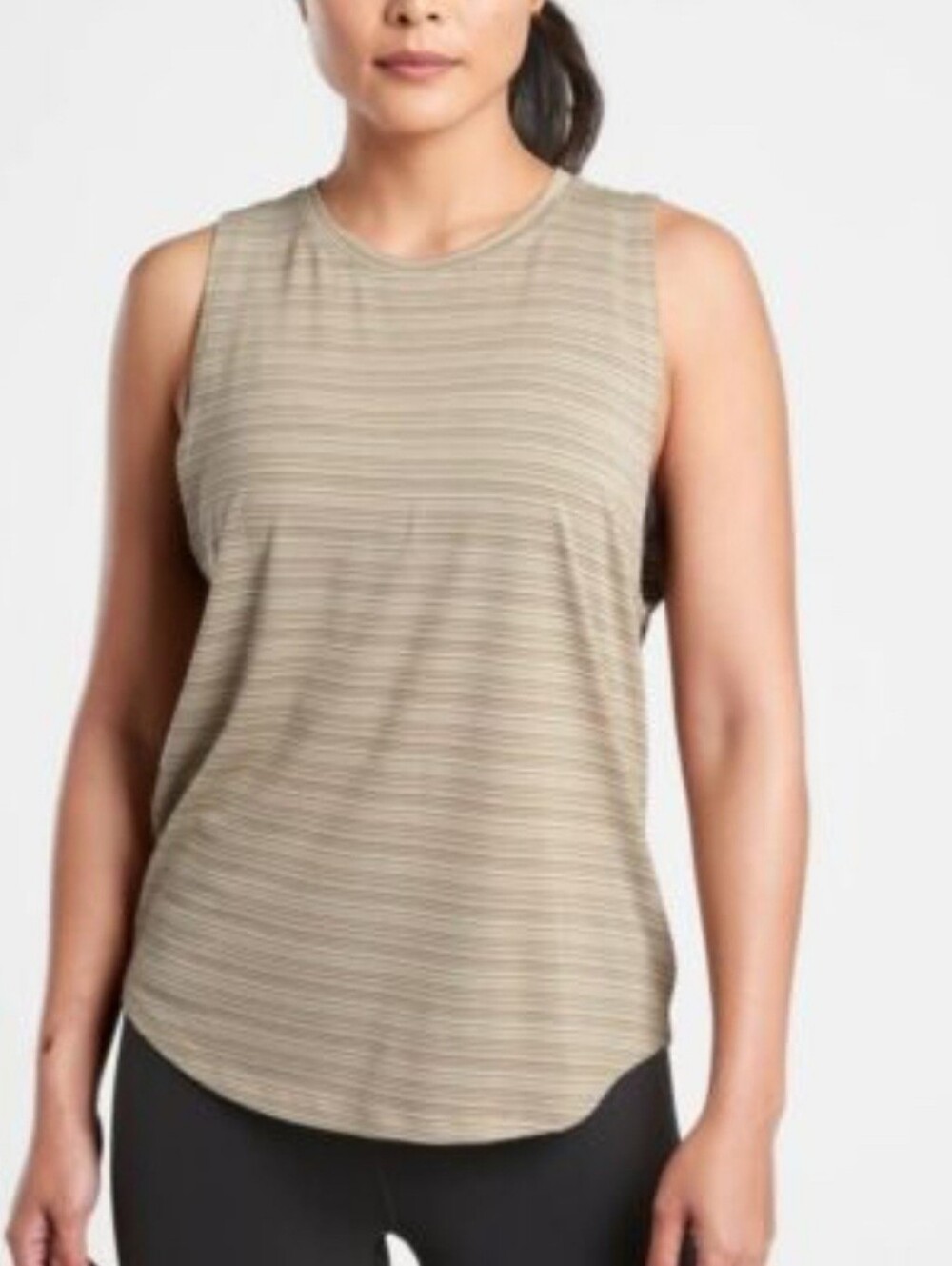Athleta Cloudlight Striped Muscle Tank Nwot Taupe And Cream Striped Athletic Top